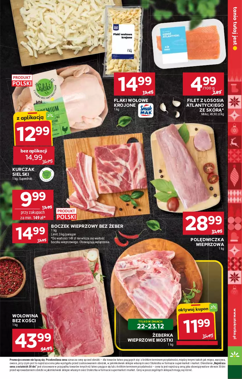 Gazetka promocyjna Stokrotka - Supermarket - ważna 22.12 do 28.12.2025 - strona 13 - produkty: Boczek, Boczek wieprzowy, Flaki, Flaki wołowe, Kurczak, Mięso, Owoce, Polędwiczka wieprzowa, Sos, Warzywa, Wołowina, Wołowina bez kości