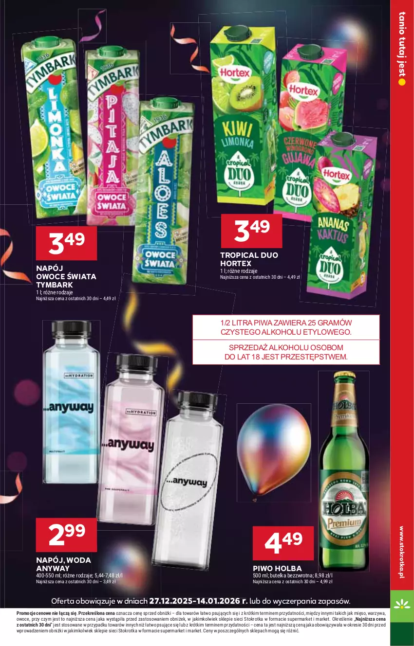 Gazetka promocyjna Stokrotka - Supermarket - ważna 22.12 do 28.12.2025 - strona 27 - produkty: Gra, Hortex, Mięso, Napój, Owoce, Piwa, Piwo, Tropical, Tymbark, Warzywa, Woda