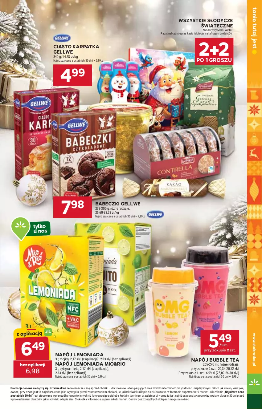 Gazetka promocyjna Stokrotka - Supermarket - ważna 22.12 do 28.12.2025 - strona 3 - produkty: Babeczki, Karp, Lemoniada, Merci, Mięso, Mięta, Napój, Owoce, Warzywa