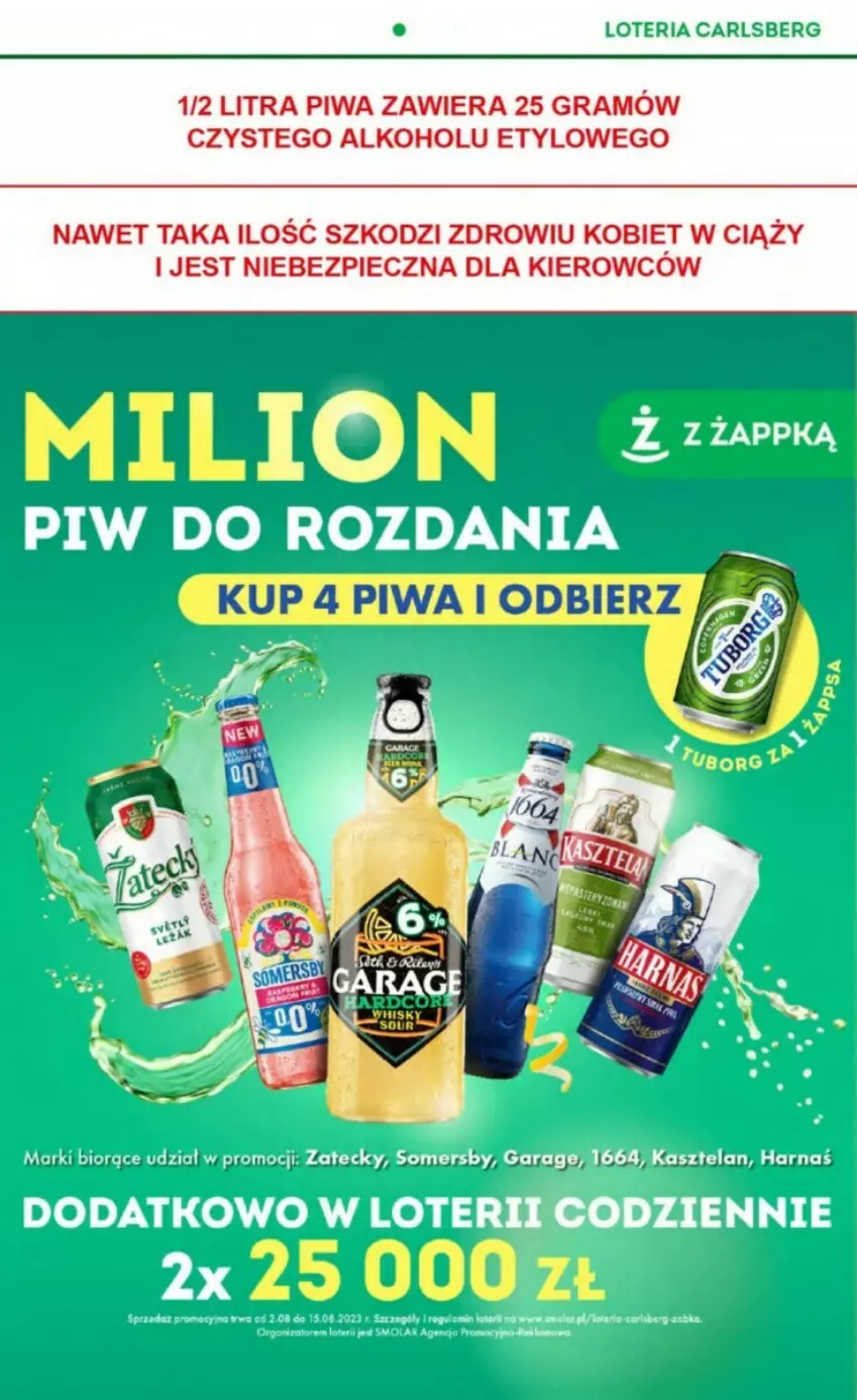 Gazetka promocyjna Żabka - ważna 02.08 do 15.08.2023 - strona 19 - produkty: Carlsberg, Gra, Harnaś, Kasztelan, Piec, Piwa, Somersby