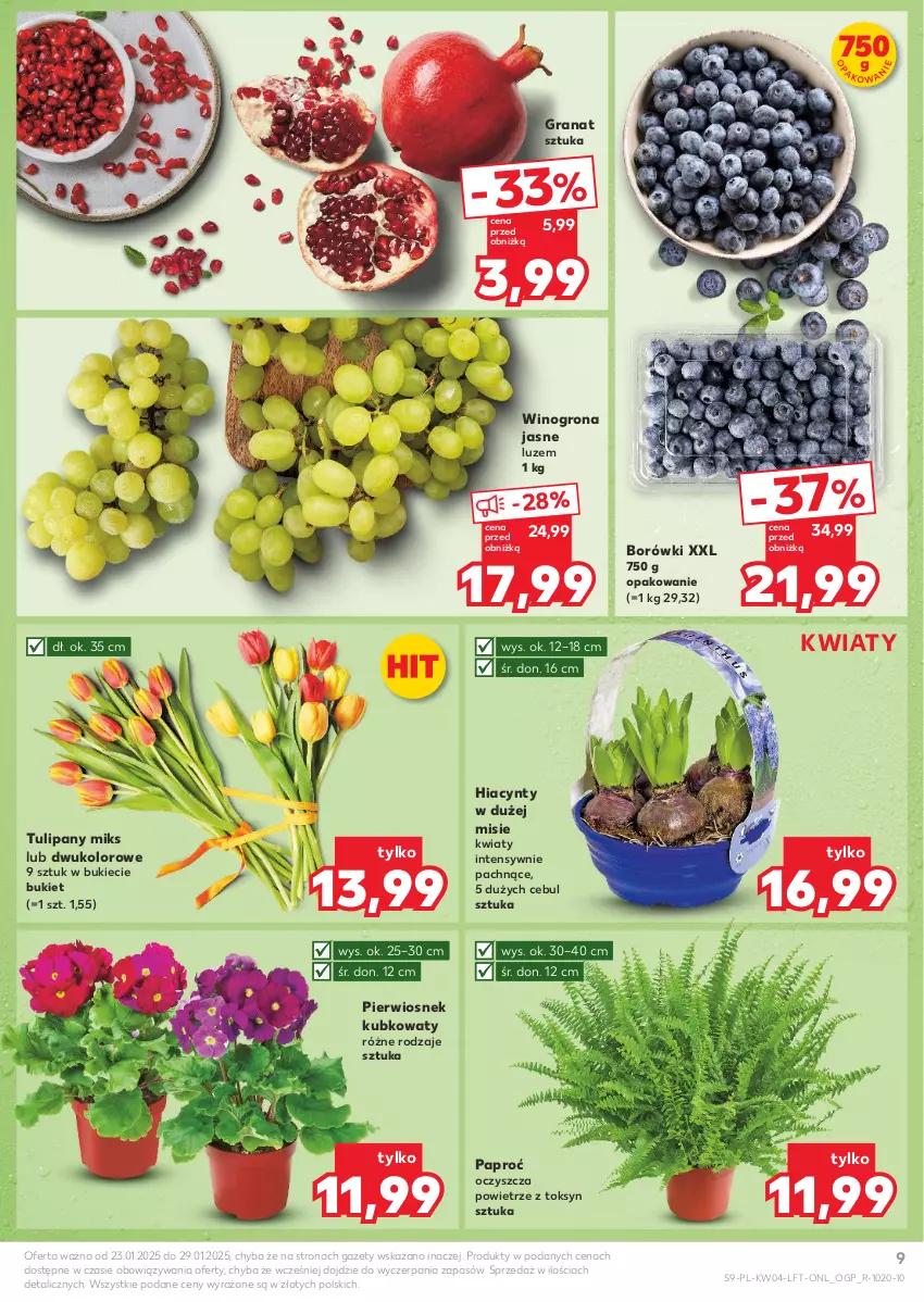 Gazetka promocyjna Kaufland - Gazetka tygodnia - ważna 23.01 do 29.01.2025 - strona 9 - produkty: Bukiet, Gra, Granat, Hiacynt, Tulipan, Wino, Winogrona