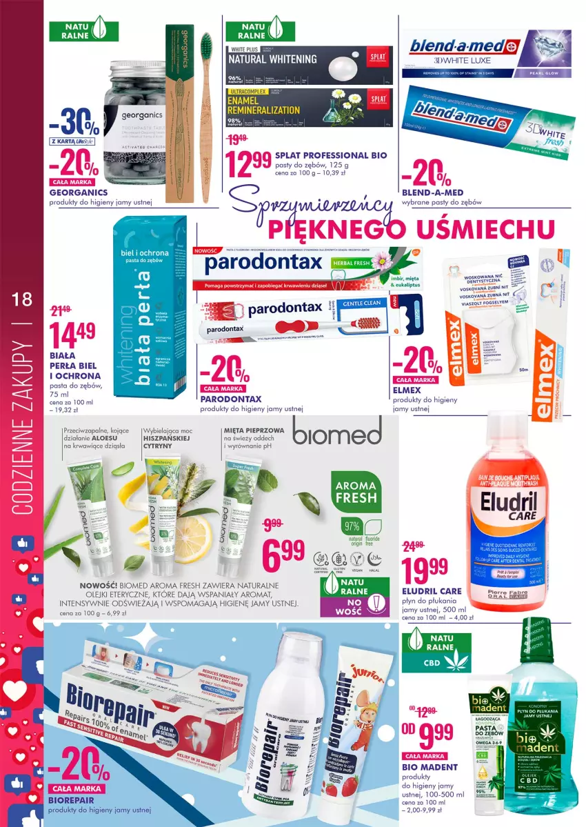 Gazetka promocyjna Super Pharm - Gazetka - ważna 02.11 do 18.11.2021 - strona 18 - produkty: Biorepair, Blend-a-Med, Cytryny, Elmex, Fa, Gin, Imbir, Mięta, Olej, Parodontax, Pasta do zębów, Perła, Pieprz, Płyn do płukania, Płyn do płukania jamy ustnej