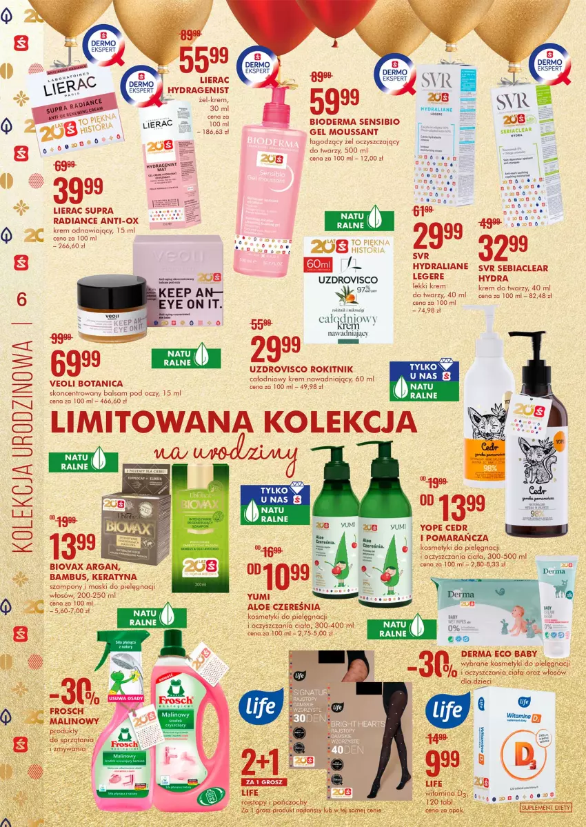 Gazetka promocyjna Super Pharm - Gazetka - ważna 02.11 do 18.11.2021 - strona 6 - produkty: Balsam pod oczy, Bioderma, Biovax, Kosmetyki do pielęgnacji, Krem do twarzy, Lierac, SVR, Szampon, Veoli Botanica, Yope