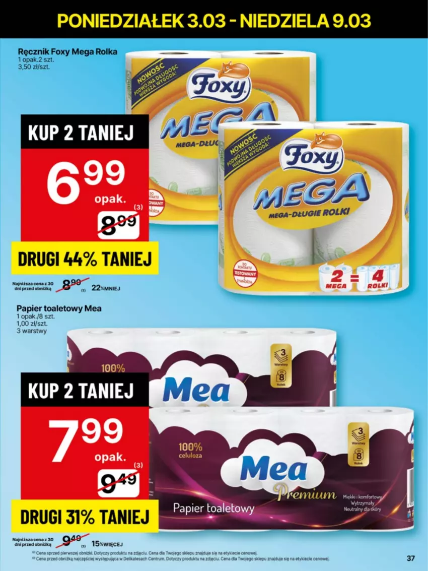 Gazetka promocyjna Delikatesy Centrum - NOWA GAZETKA Delikatesy Centrum od 3 marca! 3-9.03.2025 - ważna 03.03 do 09.03.2025 - strona 37 - produkty: Foxy, Papier, Papier toaletowy, Ręcznik, Rolki