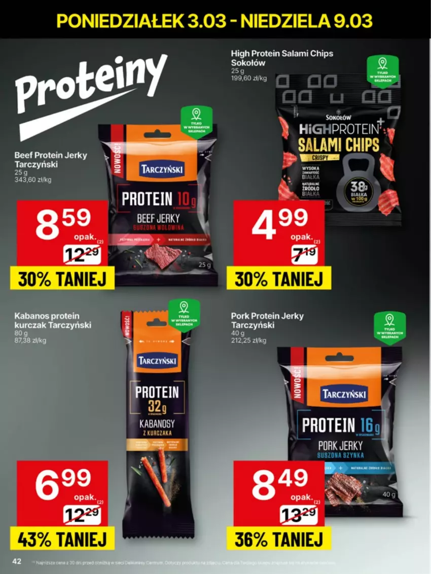 Gazetka promocyjna Delikatesy Centrum - NOWA GAZETKA Delikatesy Centrum od 3 marca! 3-9.03.2025 - ważna 03.03 do 09.03.2025 - strona 42 - produkty: Jerky, Kabanos, Kurczak, LG, Por, Salami, Sok, Sokołów, Tarczyński