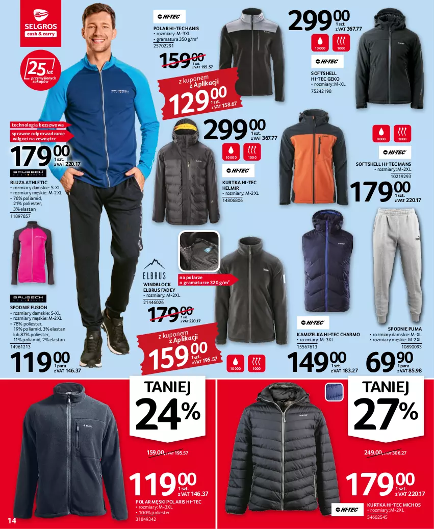 Gazetka promocyjna Selgros - Oferta przemysłowa - ważna 20.10 do 02.11.2022 - strona 14 - produkty: Bluza, Fa, Fusion, Gra, Hi-Tec, Kamizelka, Kurtka, LG, Puma, Rama, Spodnie