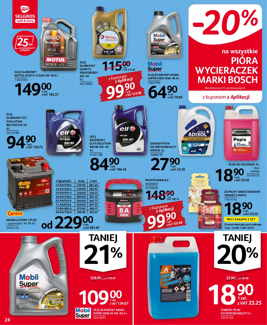 Gazetka promocyjna Selgros - Oferta przemysłowa - ważna 20.10 do 02.11.2022 - strona 24 - produkty: Akumulator, Bosch, Mobil, Olej, Olej silnikowy, Płyn do chłodnic, Płyn do spryskiwaczy, Prostownik