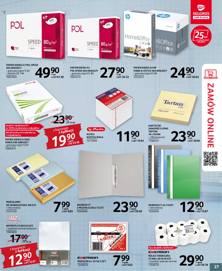 Gazetka promocyjna Selgros - Oferta przemysłowa - ważna 20.10 do 02.11.2022 - strona 27 - produkty: Gra, HP, Karteczki samoprzylepne, Mop, Papier, Rama, Ser, Tarta