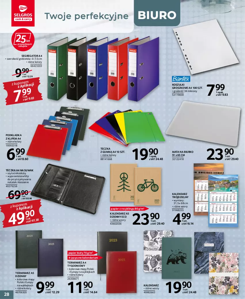 Gazetka promocyjna Selgros - Oferta przemysłowa - ważna 20.10 do 02.11.2022 - strona 28 - produkty: Biurko, Kalendarz, Klej, Kosz, Papier, Podkład, Podkładka