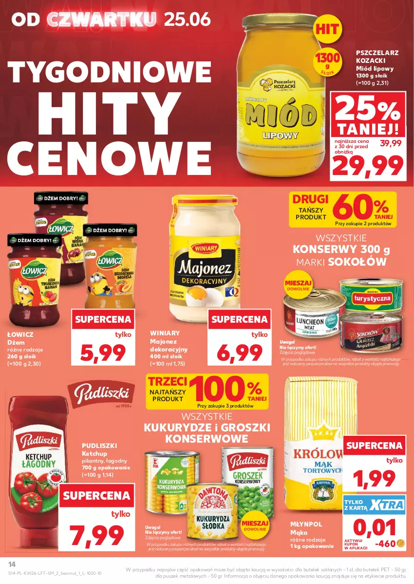 Gazetka promocyjna Kaufland - Gazetka tygodnia - ważna 25.06 do 01.07.2026 - strona 14 - produkty: Dżem, Ketchup, Majonez, Mąka, Miód, Młynpol, Por, Pudliszki, Ser, Sok, Sokołów, Waga, Winiary