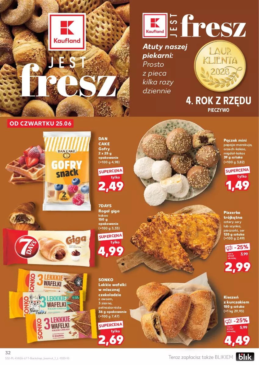 Gazetka promocyjna Kaufland - Gazetka tygodnia - ważna 25.06 do 01.07.2026 - strona 32 - produkty: Dan Cake, Gofry, Kakao, Kokos, Kurczak, Pączek, Papaja, Piec, Pieczywo, Rogal, Ser, Sonko, Szynka, Tera