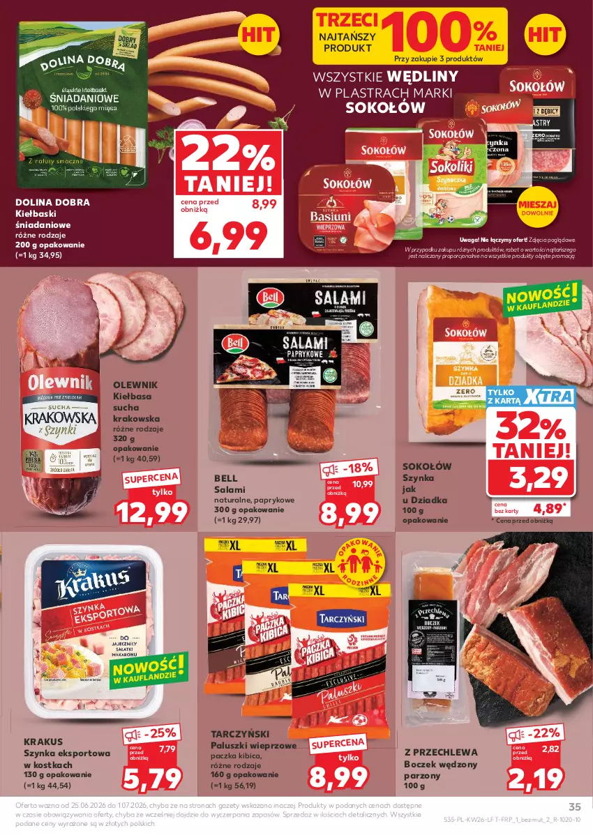 Gazetka promocyjna Kaufland - Gazetka tygodnia - ważna 25.06 do 01.07.2026 - strona 35 - produkty: Bell, BIC, Boczek, Danio, Kiełbasa, Krakus, Olewnik, Por, Salami, Sok, Sokołów, Sport, Szynka, Tarczyński, Waga