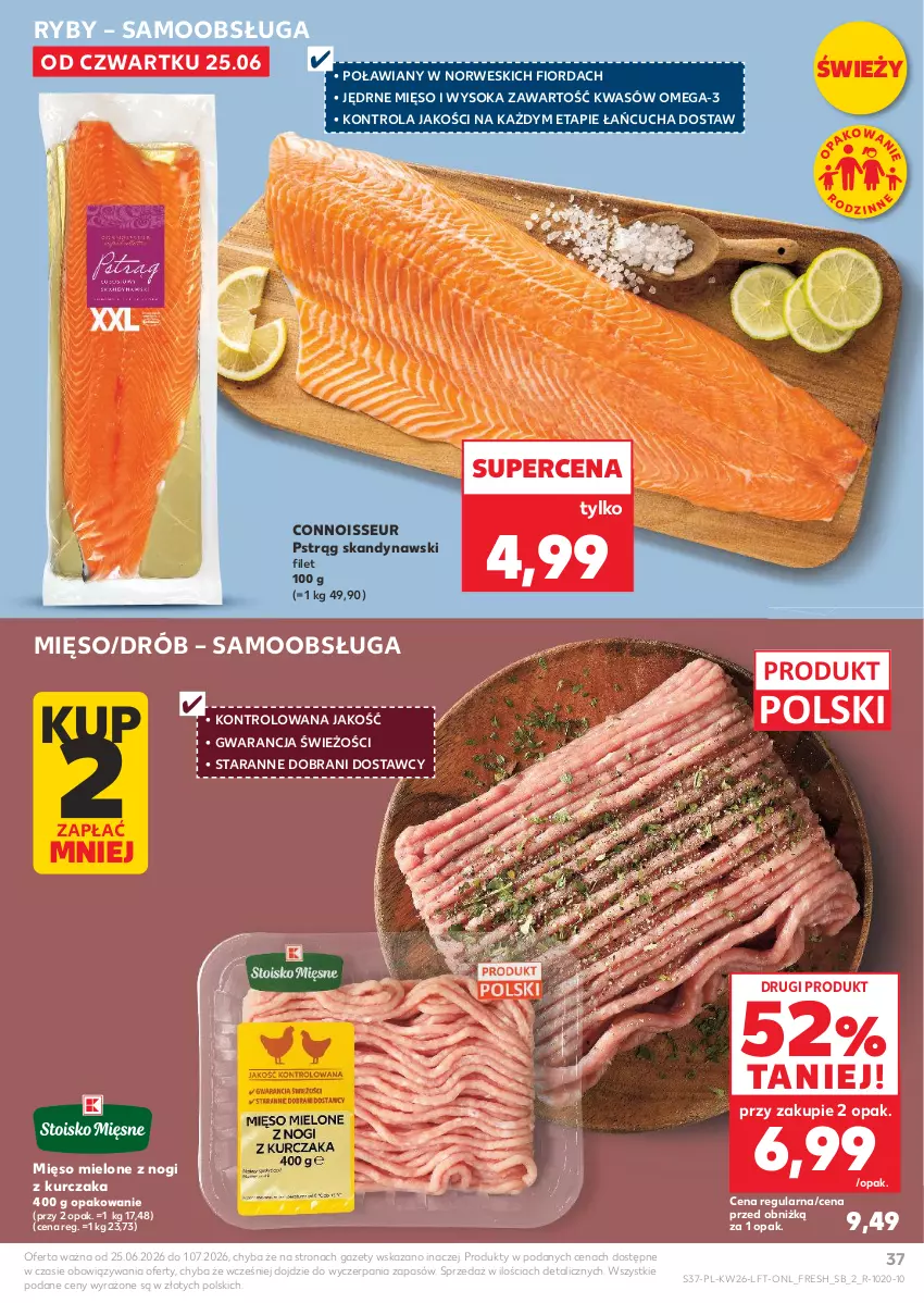 Gazetka promocyjna Kaufland - Gazetka tygodnia - ważna 25.06 do 01.07.2026 - strona 37 - produkty: Drób, Fiorda, Kurczak, Mięso, Mięso mielone, Omega-3, Pstrąg, Sok