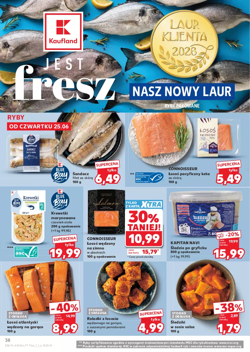 Gazetka promocyjna Kaufland - Gazetka tygodnia - ważna 25.06 do 01.07.2026 - strona 38 - produkty: Czosnek, Gry, Krewetki, Laur, Salsa, Sandacz, Sandacz filet, Sos
