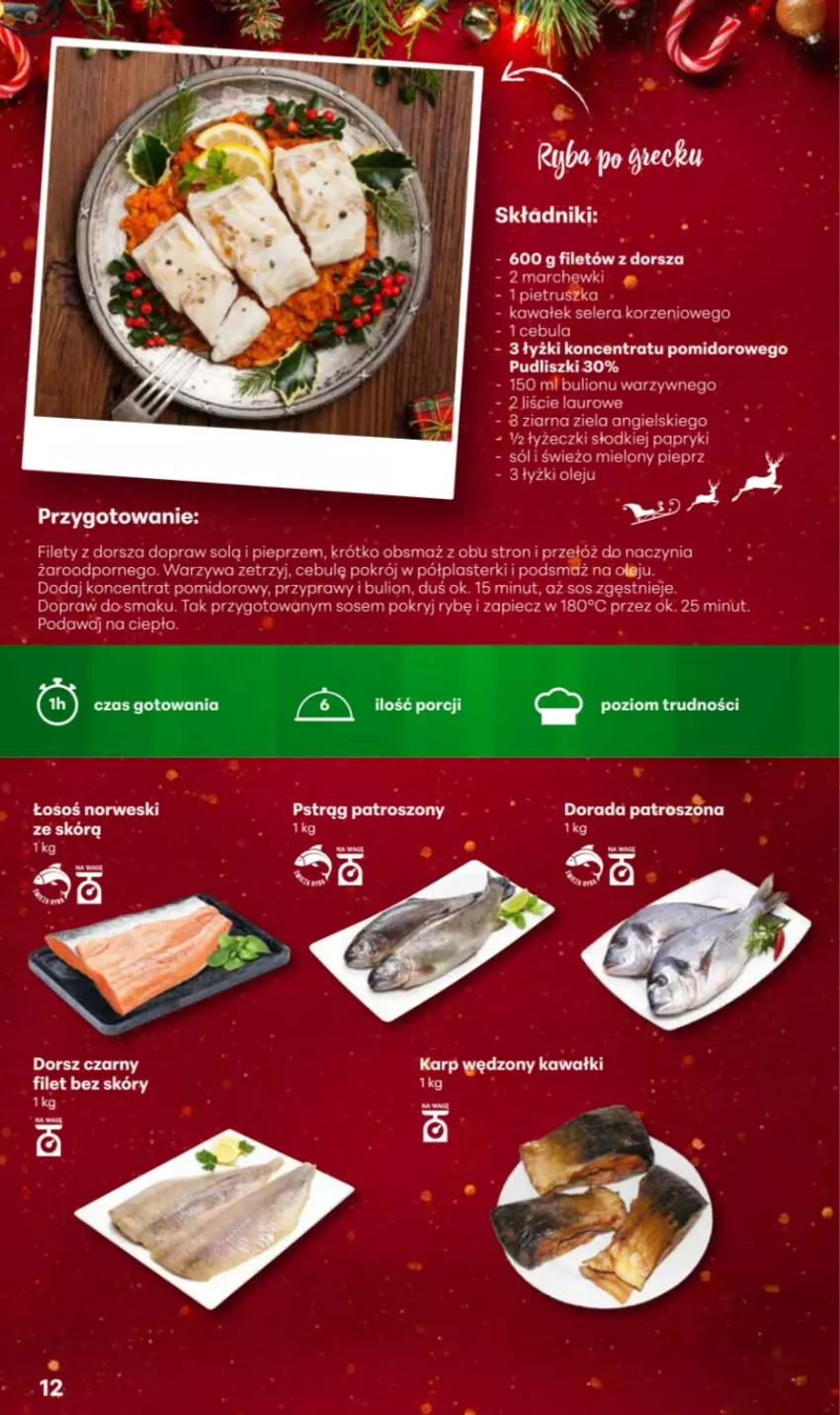 Gazetka promocyjna Delikatesy Centrum - Katalog Przepisy na Bliskie Święta DC48-DC49-DC50 - ważna 27.11 do 17.12.2025 - strona 12 - produkty: Bulion, Dorsz, Kawa, Koncentrat pomidorowy, Lion, Olej, Pieprz, Pietruszka, Plasterki, Por, Przyprawy, Pudliszki, Sól, Sos, Wałek, Warzywa