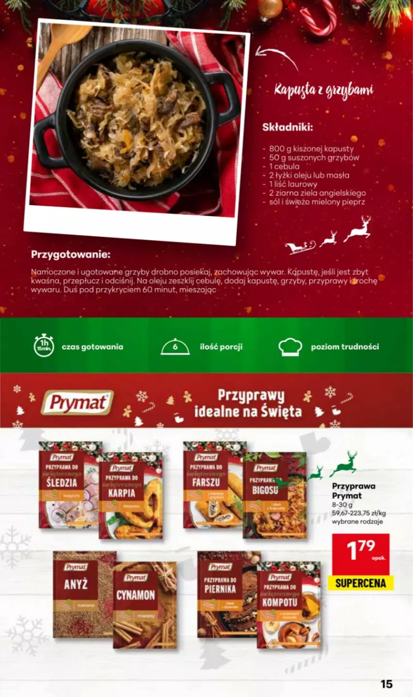 Gazetka promocyjna Delikatesy Centrum - Katalog Przepisy na Bliskie Święta DC48-DC49-DC50 - ważna 27.11 do 17.12.2025 - strona 15 - produkty: Bigos, Fa, Grzyby, Laur, Olej, Pieprz, Por, Prymat, Przyprawy, Sól