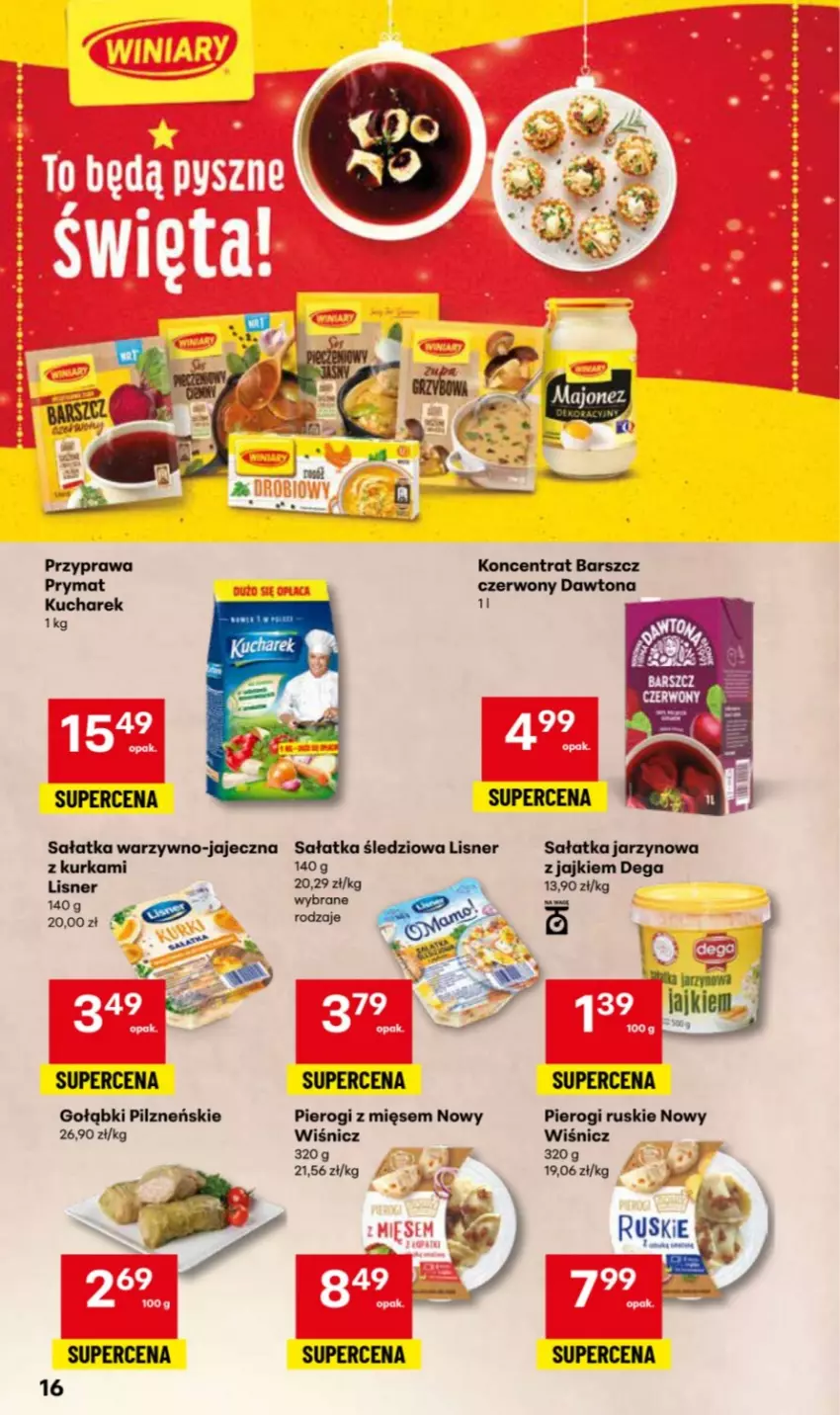 Gazetka promocyjna Delikatesy Centrum - Katalog Przepisy na Bliskie Święta DC48-DC49-DC50 - ważna 27.11 do 17.12.2025 - strona 16 - produkty: Dega, Lisner, Pierogi, Sałat, Sałatka