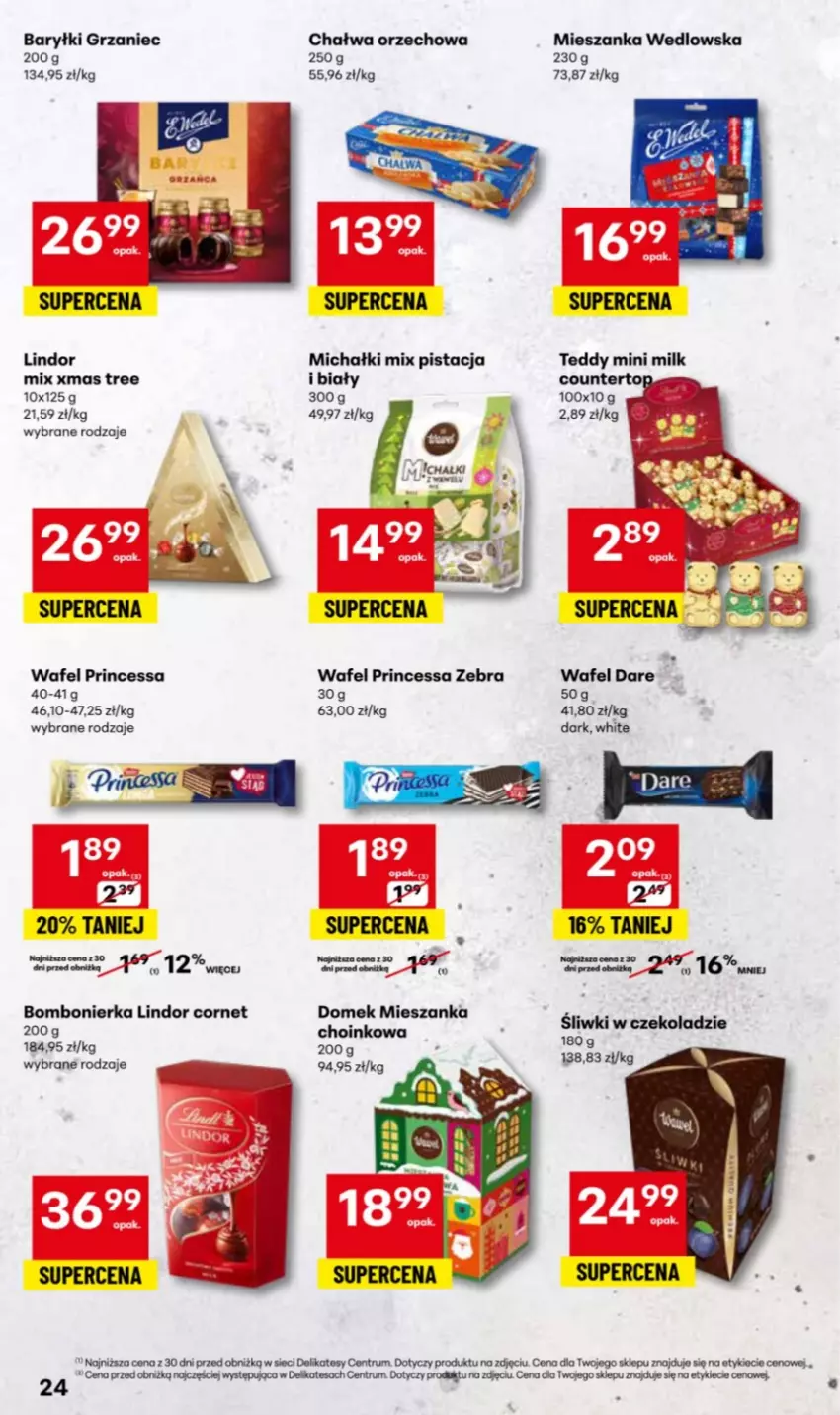 Gazetka promocyjna Delikatesy Centrum - Katalog Przepisy na Bliskie Święta DC48-DC49-DC50 - ważna 27.11 do 17.12.2025 - strona 24 - produkty: Baryłki, Chałwa, Lindor, Michałki, Mieszanka wedlowska, Princessa, Rum
