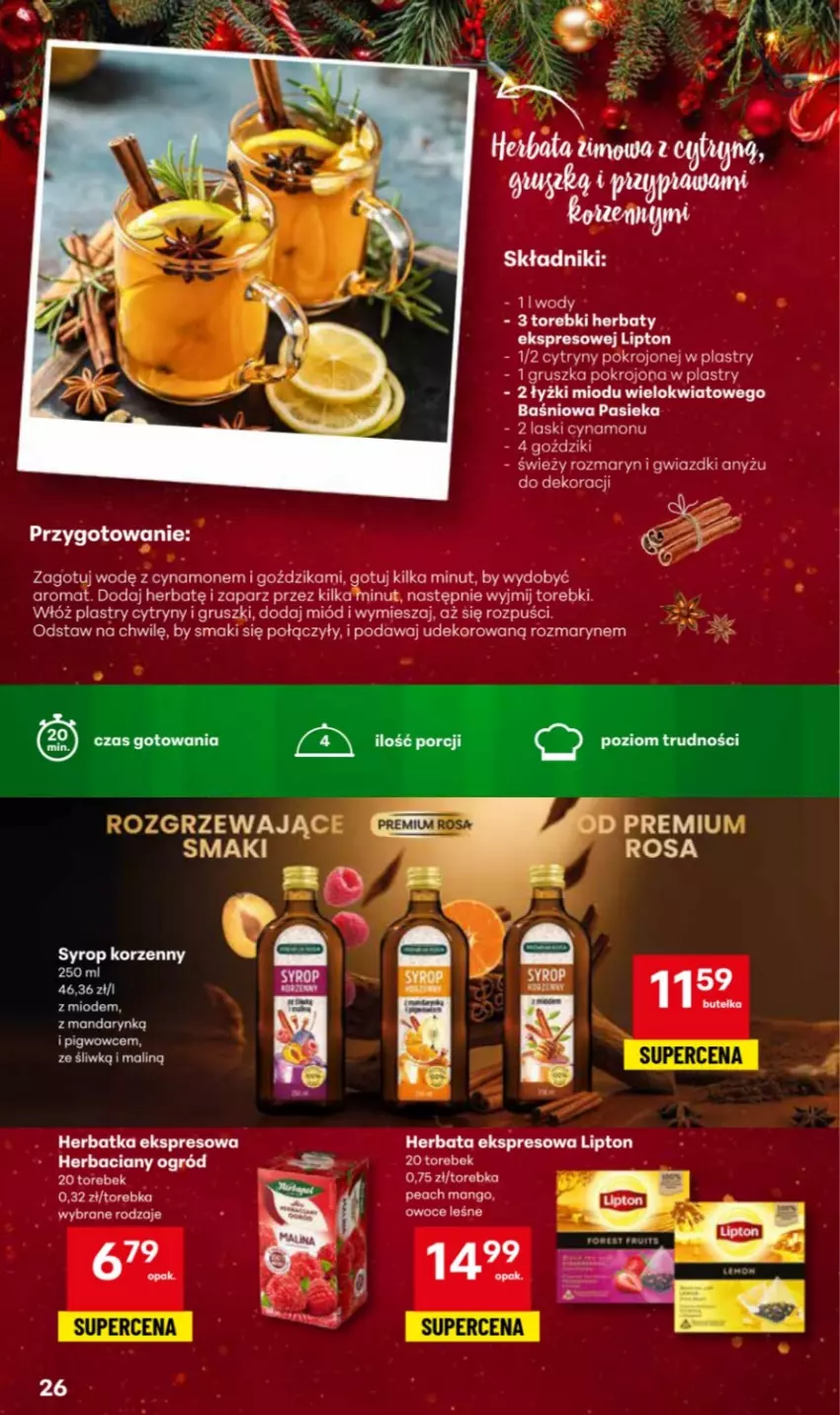 Gazetka promocyjna Delikatesy Centrum - Katalog Przepisy na Bliskie Święta DC48-DC49-DC50 - ważna 27.11 do 17.12.2025 - strona 26 - produkty: Cytryny, Gruszki, Lipton, Mango, Miód, Ogród, Por, Syrop, Torebka