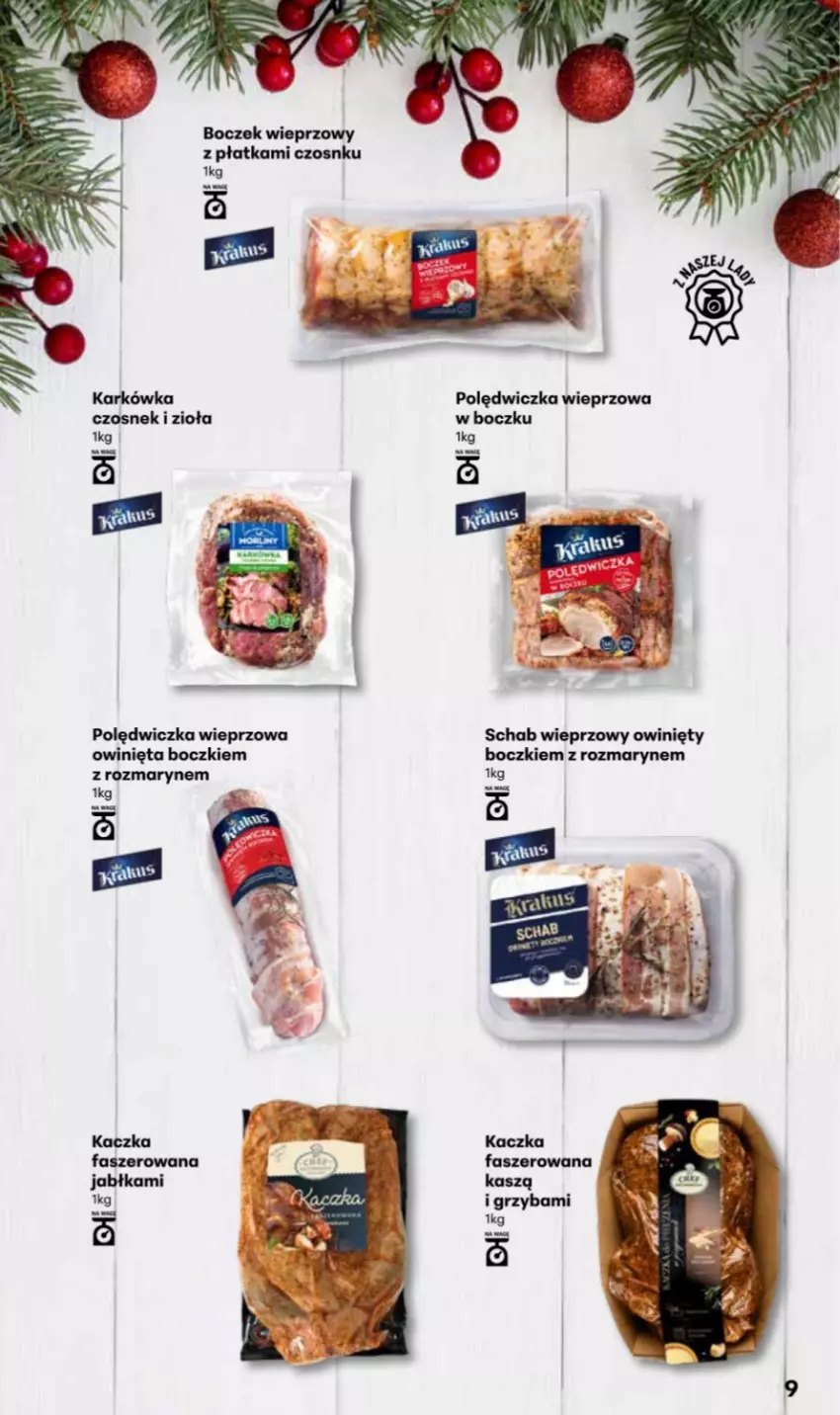 Gazetka promocyjna Delikatesy Centrum - Katalog Przepisy na Bliskie Święta DC48-DC49-DC50 - ważna 27.11 do 17.12.2025 - strona 9 - produkty: Boczek, Boczek wieprzowy, Czosnek, Fa, Jabłka, Kaczka, Kaczka faszerowana, Polędwiczka wieprzowa, Schab wieprzowy