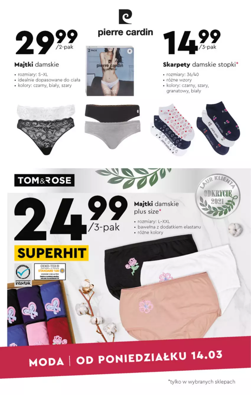 Gazetka promocyjna Biedronka - Okazje tygodnia - ważna 14.03 do 30.03.2022 - strona 13 - produkty: Karp, Majtki, Moda, Pierre Cardin, Top, Wełna