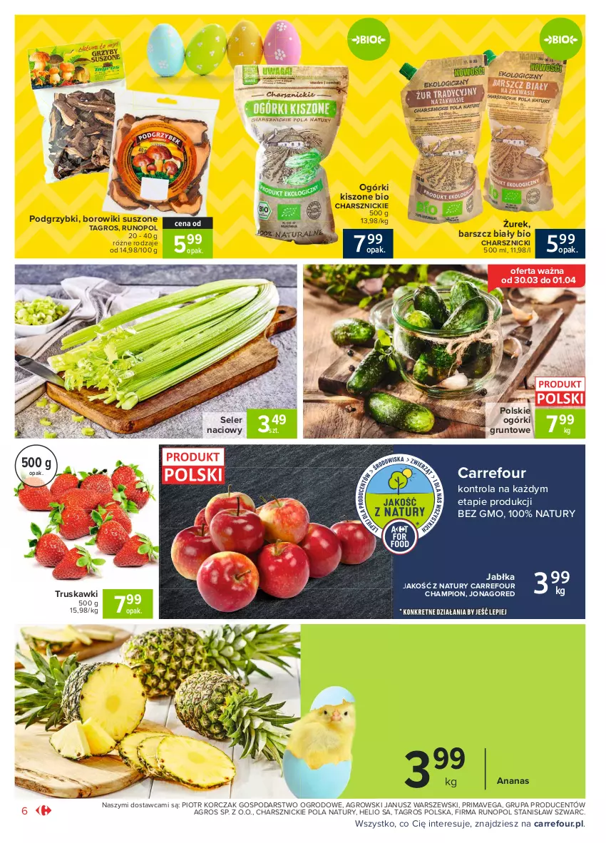 Gazetka promocyjna Carrefour - Gazetka Market - ważna 28.03 do 03.04.2021 - strona 6 - produkty: Ananas, Borowiki, Grunt, Helio, Jabłka, Podgrzybki, Prima, Seler naciowy, Truskawki