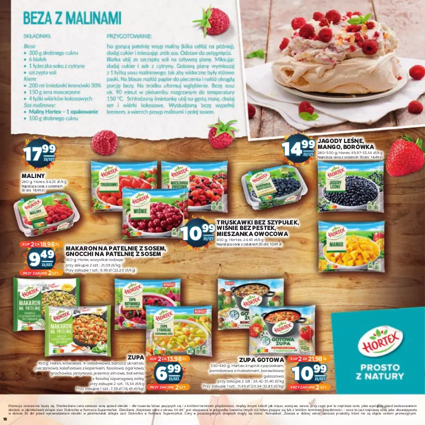 Gazetka promocyjna Stokrotka - Jesienne Inspiracje - ważna 17.10.2023 do 29.10.2024 - strona 18 - produkty: Borówka, Fa, Gnocchi, Groch, Hortex, Inka, Jagody, Kalafior, Krupnik, Makaron, Maliny, Mango, Mięso, Owoce, Piec, Sos, Stek, Truskawki, Warzywa, Wiko, Zupa