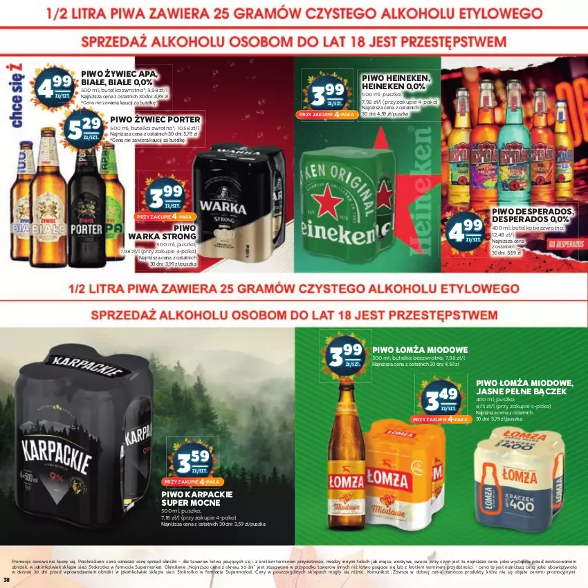 Gazetka promocyjna Stokrotka - Jesienne Inspiracje - ważna 17.10.2023 do 29.10.2024 - strona 38 - produkty: Desperados, Heineken, Karp, Mięso, Owoce, Piwo, Por, Warka, Warzywa