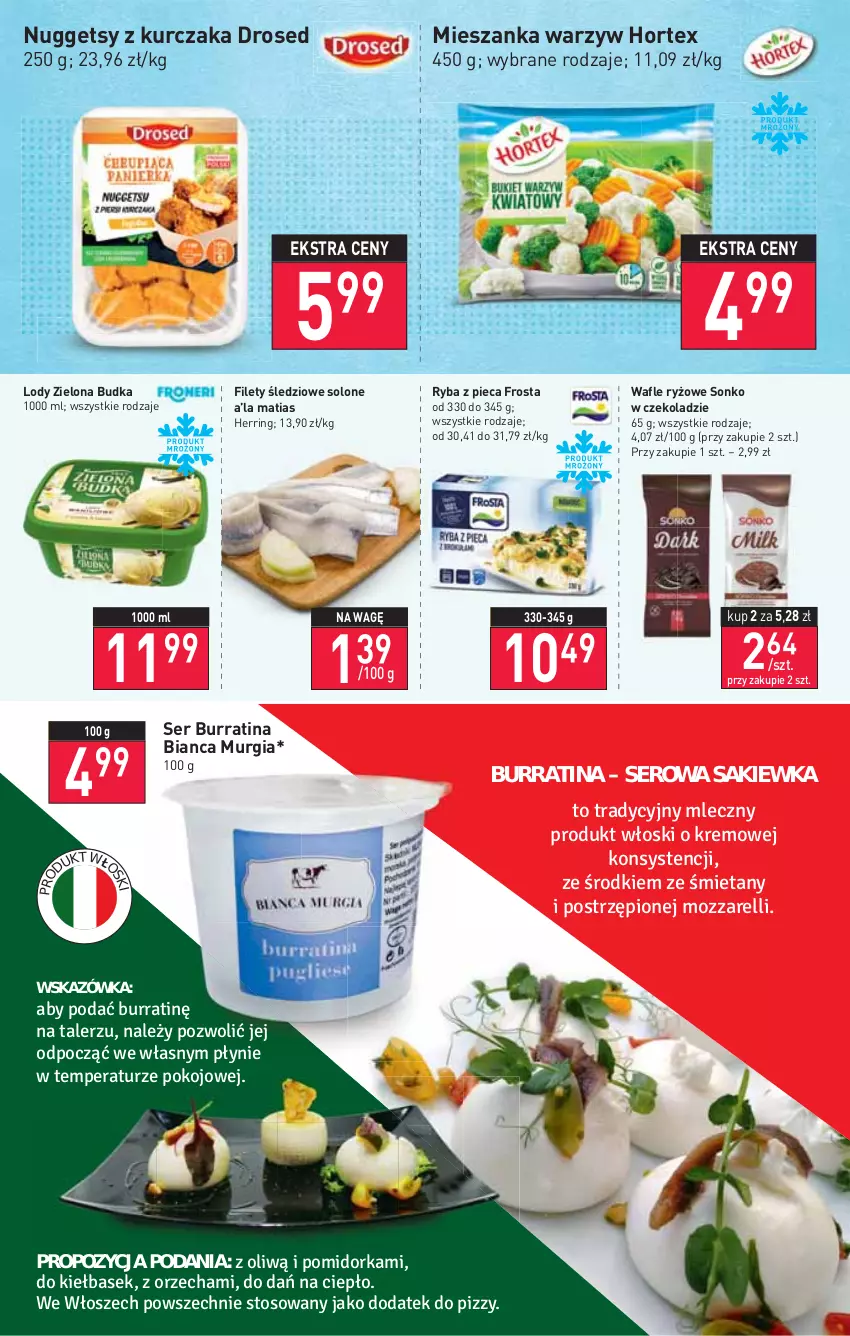 Gazetka promocyjna Stokrotka - Market - ważna 03.02 do 09.02.2022 - strona 4 - produkty: Frosta, Hortex, Kurczak, Lody, Mieszanka warzyw, Piec, Ryba, Ryż, Ser, Sonko, Sos, Wafle, Zielona Budka