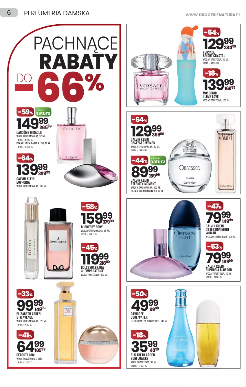 Gazetka promocyjna Drogerie Natura - Gazetka Drogerie Natura - ważna 11.03 do 24.03.2021 - strona 6 - produkty: Body, Burberry, Calvin Klein, Cerruti, Davidoff, Dezodorant, Elizabeth Arden, Lancôme, Moschino, Perfum, SESSIO, Versace, Woda, Woda perfumowana, Woda toaletowa