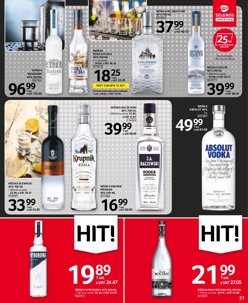 Gazetka promocyjna Selgros - Oferta spożywcza - ważna 14.07 do 27.07.2022 - strona 21 - produkty: Absolut, Biały Bocian, Kaczka, Krupnik, Pur, Wódka, Wyborowa