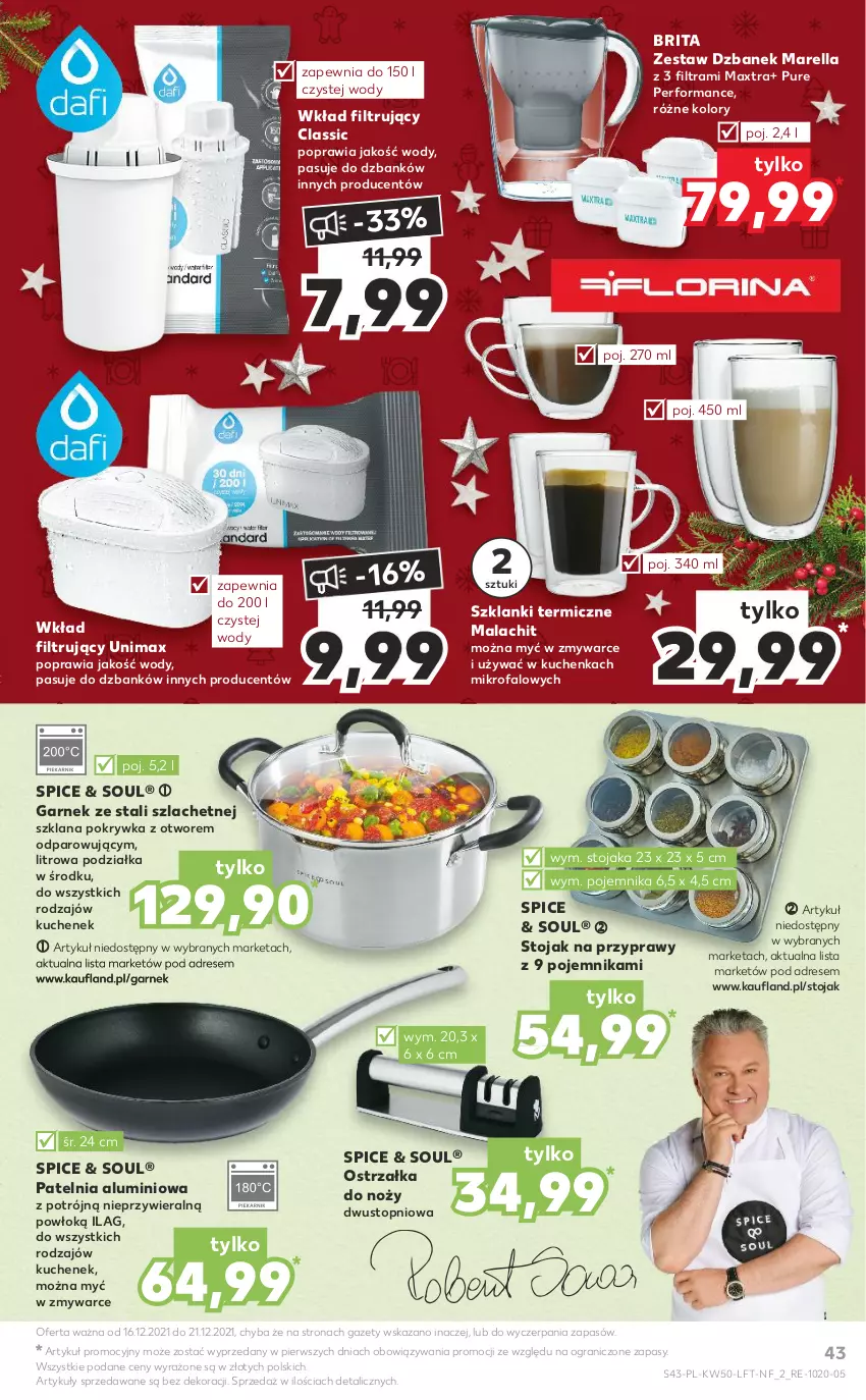 Gazetka promocyjna Kaufland - OFERTA TYGODNIA - ważna 16.12 do 21.12.2021 - strona 43 - produkty: Brit, Brita, Dres, Dzbanek, Fa, Garnek, Gra, LANA, Lanki, Noż, Ostrzałka do noży, Patelnia, Pojemnik, Przyprawy, Pur, Stojak, Top, Wkład filtrujący