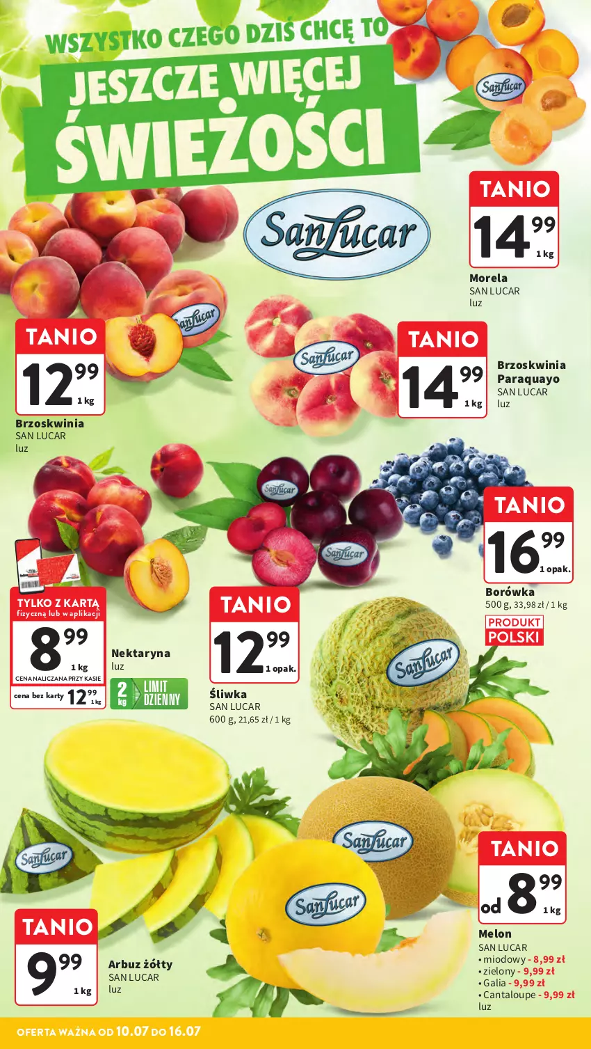Gazetka promocyjna Intermarche - Gazetka promocyjna - ważna 10.07 do 16.07.2025 - strona 13 - produkty: Arbuz, Borówka, Melon, Morela, Nektar