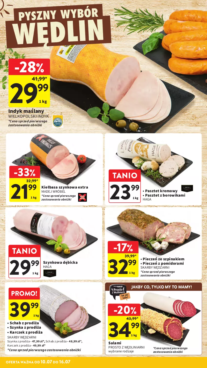 Gazetka promocyjna Intermarche - Gazetka promocyjna - ważna 10.07 do 16.07.2025 - strona 19 - produkty: BIC, Kiełbasa, Kiełbasa szynkowa, Madej Wróbel, Pasztet, Piec, Salami, Szpinak, Szynka