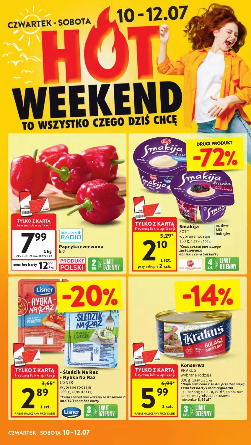 Gazetka promocyjna Intermarche - Gazetka promocyjna - ważna 10.07 do 16.07.2025 - strona 2 - produkty: Krakus, Lisner, Papryka, Papryka czerwona, Rybka na raz, Ser, Smakija, Zott