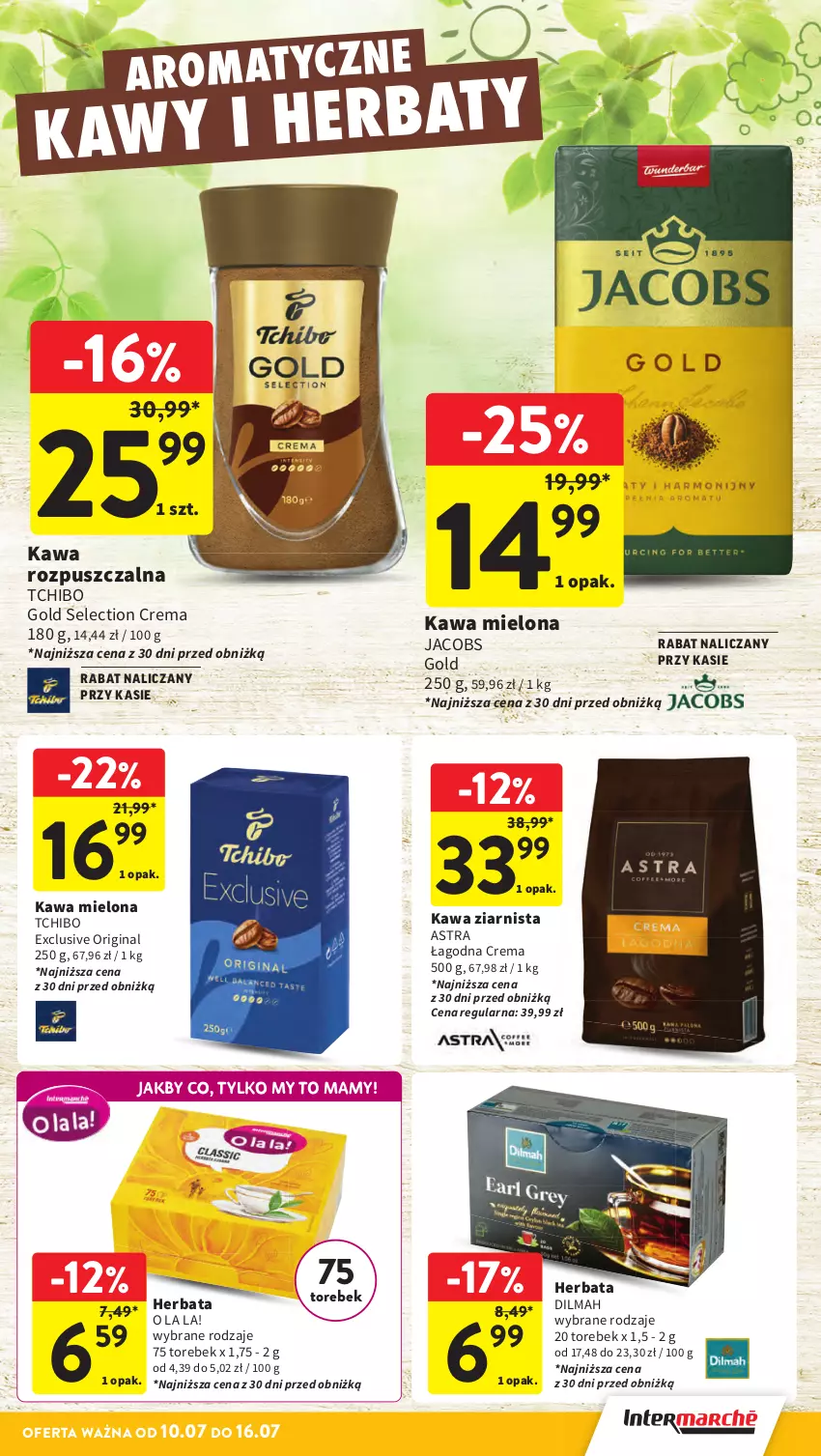 Gazetka promocyjna Intermarche - Gazetka promocyjna - ważna 10.07 do 16.07.2025 - strona 28 - produkty: Dilmah, Gin, Herbata, Jacobs, Kawa, Kawa mielona, Kawa rozpuszczalna, Kawa ziarnista, Tchibo