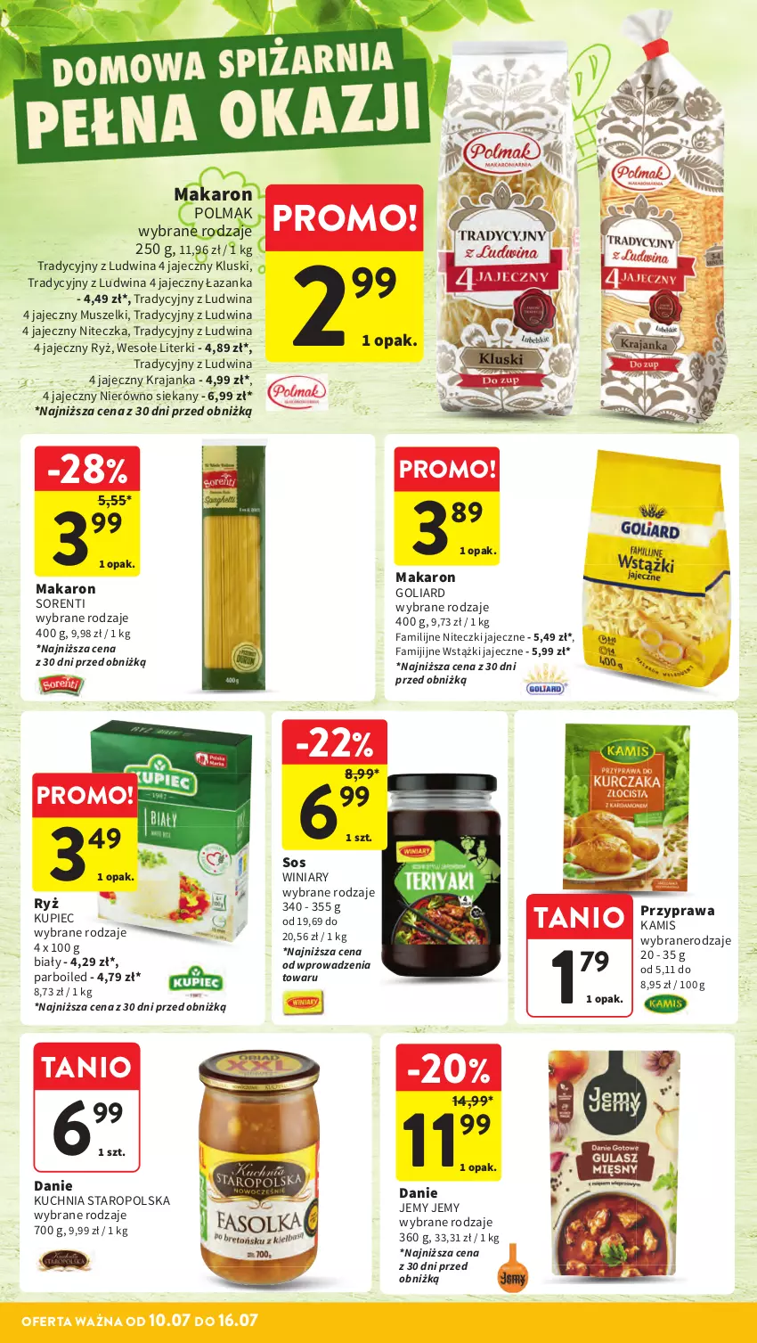 Gazetka promocyjna Intermarche - Gazetka promocyjna - ważna 10.07 do 16.07.2025 - strona 31 - produkty: Fa, Goliard, Kamis, Kuchnia, Kuchnia Staropolska, Kupiec, Makaron, Mus, Olma, Piec, Ryż, Sos, Winiary