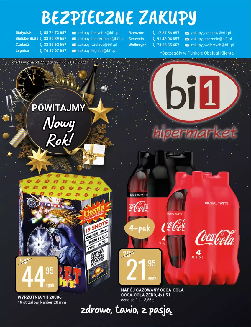 Gazetka promocyjna Bi1 - Nowy Rok - ważna 27.12 do 31.12.2022 - strona 1 - produkty: Coca-Cola, Gin, Napój, Napój gazowany, Strzałów, Wyrzutnia