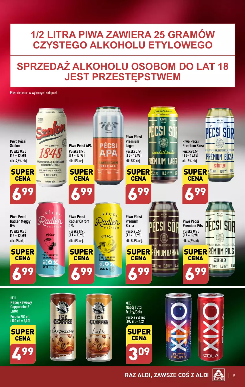 Gazetka promocyjna Aldi - COŚ na tydzień węgierski - ważna 26.02 do 02.03.2024 - strona 5 - produkty: Cappuccino, Gra, Napój, Piwa, Piwo, Radler, Szal