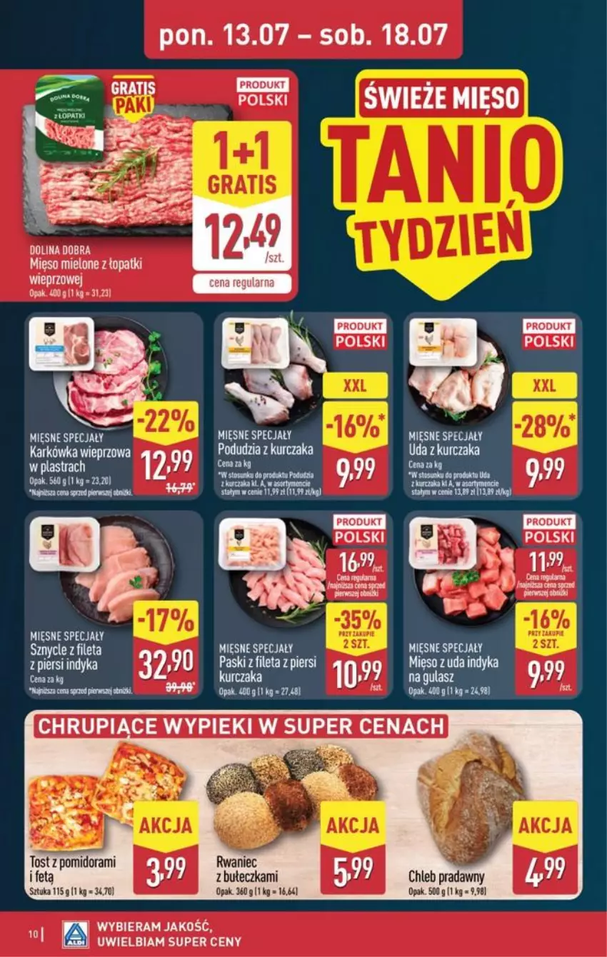 Gazetka promocyjna Aldi - Pełna oferta - ważna 13.07 do 18.07.2026 - strona 10 - produkty: Chleb, Karkówka wieprzowa, Kurczak, Mięsne specjały, Mięso, Mięso mielone, Pupa, Tera, Top