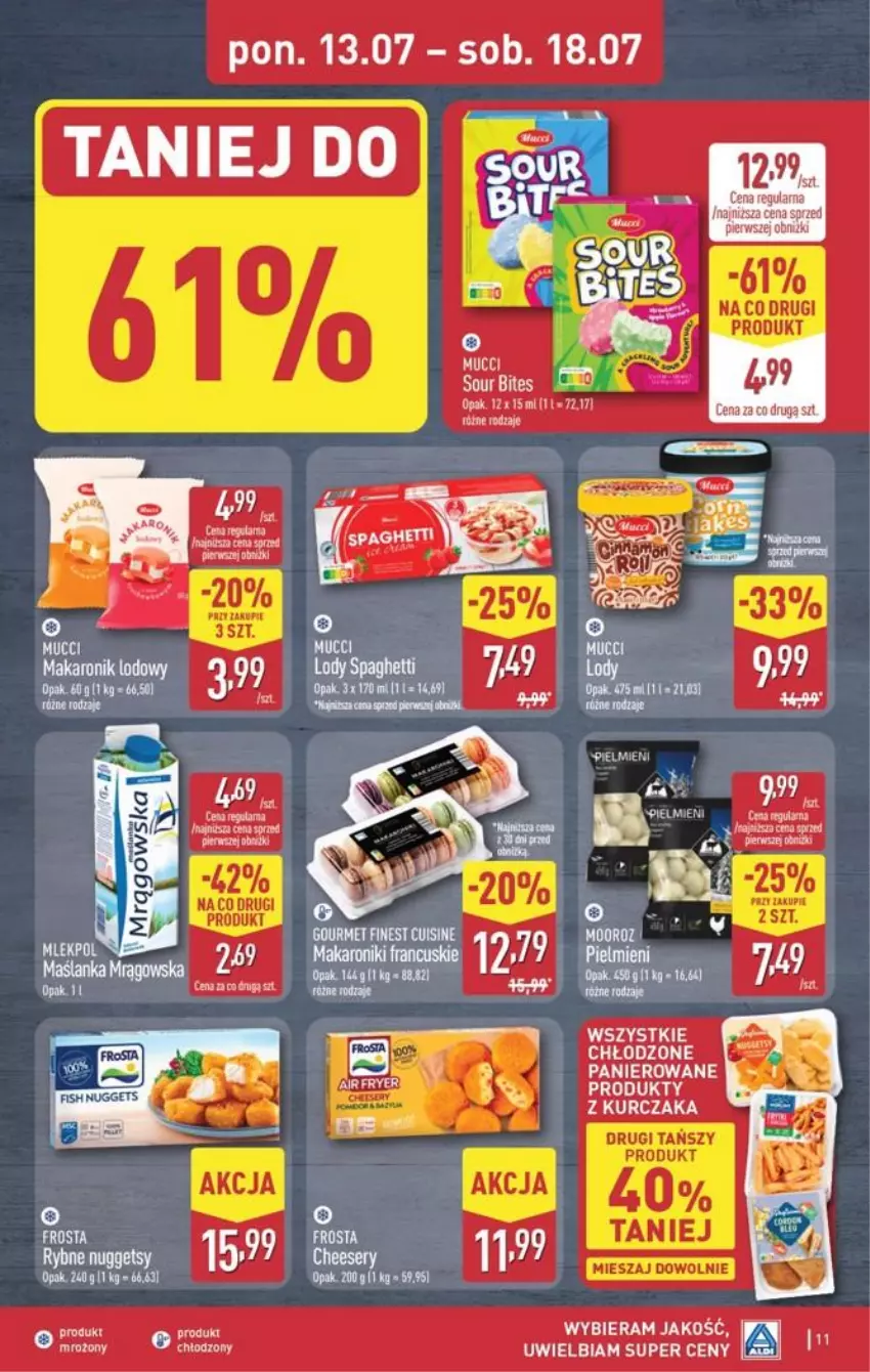 Gazetka promocyjna Aldi - Pełna oferta - ważna 13.07 do 18.07.2026 - strona 11 - produkty: Fa, Frosta, Kurczak, Lody, Makaron, Sos, Spaghetti