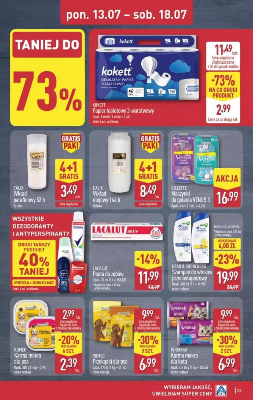Gazetka promocyjna Aldi - Pełna oferta - ważna 13.07 do 18.07.2026 - strona 23 - produkty: Dezodorant, Papier, Papier toaletowy, Pasta do zębów, Venus