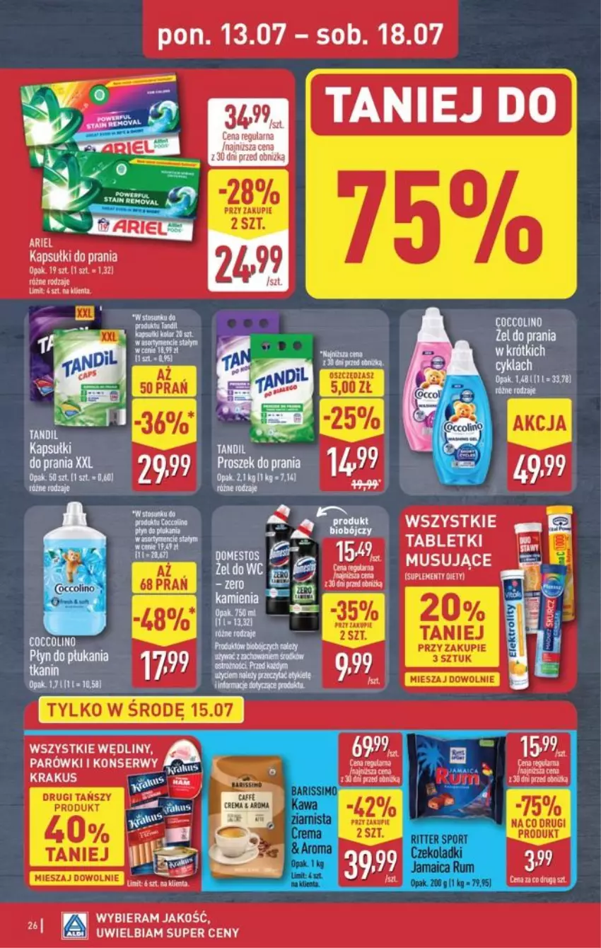 Gazetka promocyjna Aldi - Pełna oferta - ważna 13.07 do 18.07.2026 - strona 26 - produkty: Kapsułki do prania, Krakus, Por, Ritter Sport, Rum, Sport