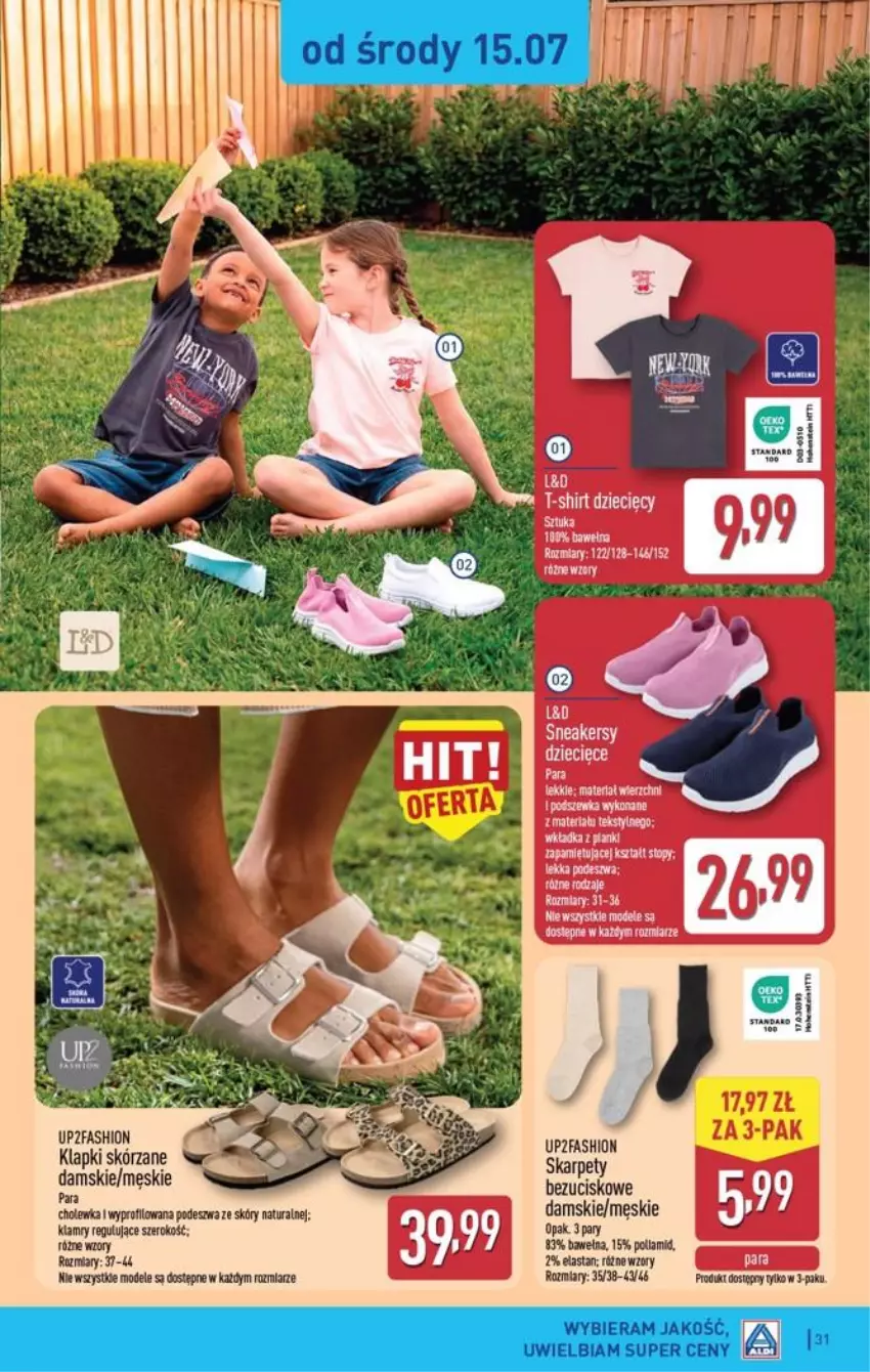 Gazetka promocyjna Aldi - Pełna oferta - ważna 13.07 do 18.07.2026 - strona 31 - produkty: Fa, Karp, Klapki, Sneakersy