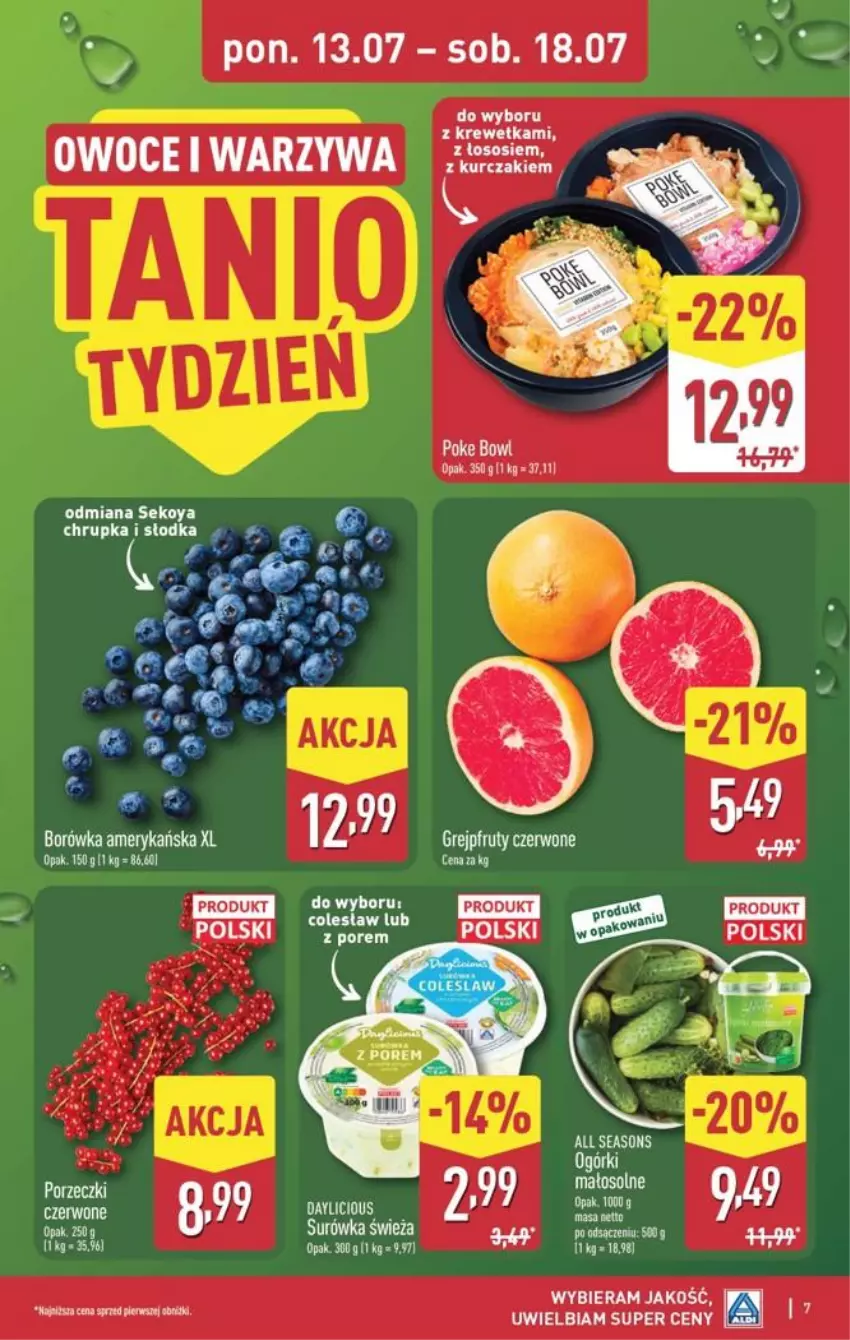 Gazetka promocyjna Aldi - Pełna oferta - ważna 13.07 do 18.07.2026 - strona 7 - produkty: All Seasons, Borówka, Borówka amerykańska, Grejpfrut, LG, Owoce, SEKO, Warzywa