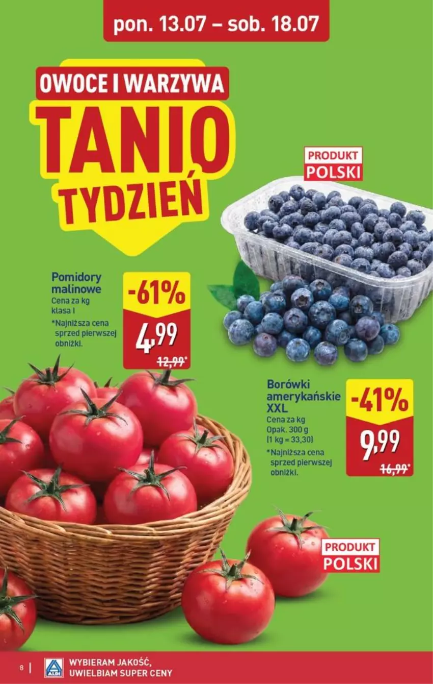 Gazetka promocyjna Aldi - Pełna oferta - ważna 13.07 do 18.07.2026 - strona 8 - produkty: Owoce, Pomidory, Warzywa