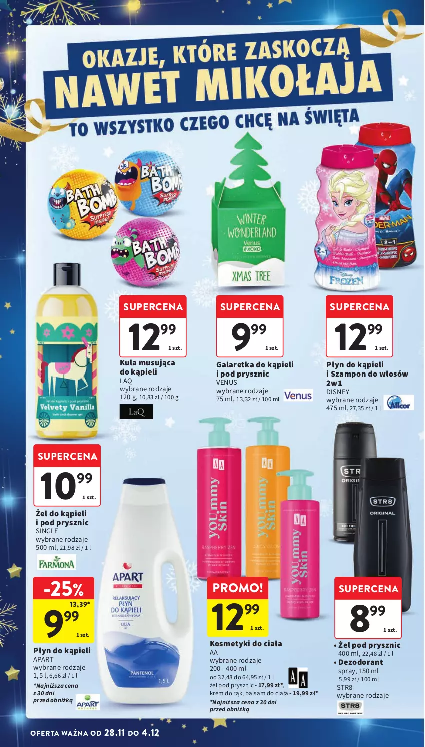 Gazetka promocyjna Intermarche - ważna 28.11 do 04.12.2024 - strona 10 - produkty: Balsam do ciała, Dezodorant, Disney, Gala, Galaretka, Krem do rąk, Mus, Płyn do kąpieli, Str8, Szampon, Venus