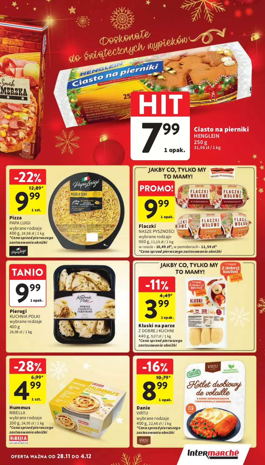 Gazetka promocyjna Intermarche - ważna 28.11 do 04.12.2024 - strona 33 - produkty: Bell, Bella, Hummus, Kluski na parze, Kuchnia, Mus, Piernik, Pierogi, Pizza, Virtu