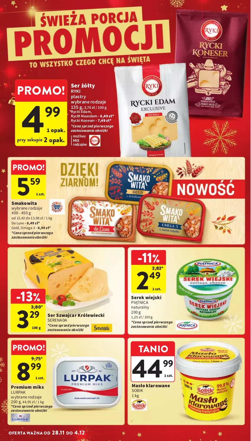 Gazetka promocyjna Intermarche - ważna 28.11 do 04.12.2024 - strona 34 - produkty: Edam, Lurpak, Maasdam, Masło, Masło klarowane, Piątnica, Rycki Edam, Ser, Serek, Serek wiejski, Smakowita