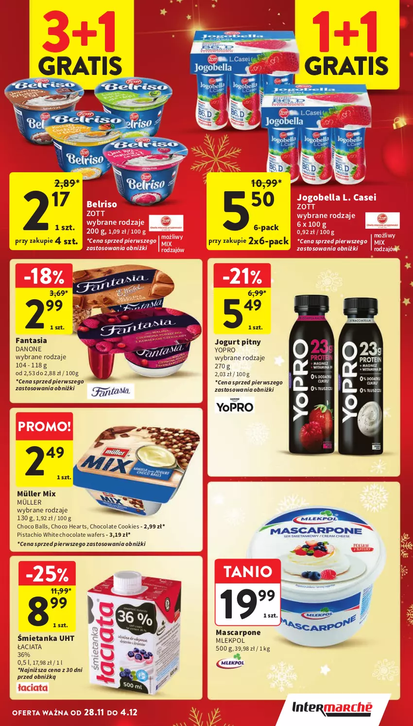 Gazetka promocyjna Intermarche - ważna 28.11 do 04.12.2024 - strona 35 - produkty: Bell, Bella, Belriso, Danone, Fa, Fanta, Gra, Jogobella, Jogurt, Jogurt pitny, Mascarpone, Müller, Müller Mix, Zott